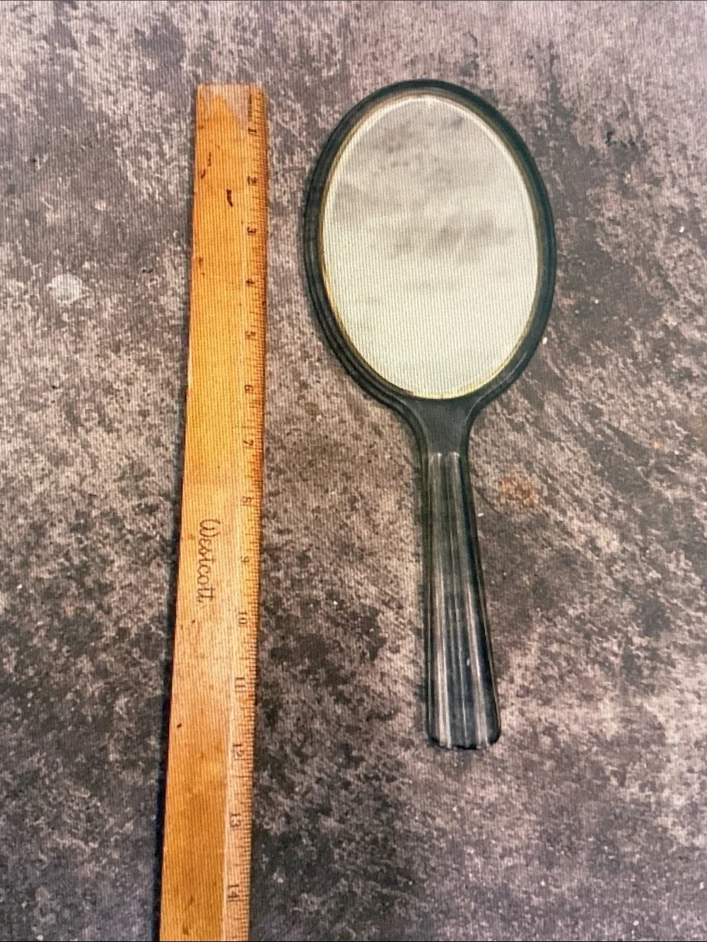 Classic Black Hand Mirror with Gold Accent